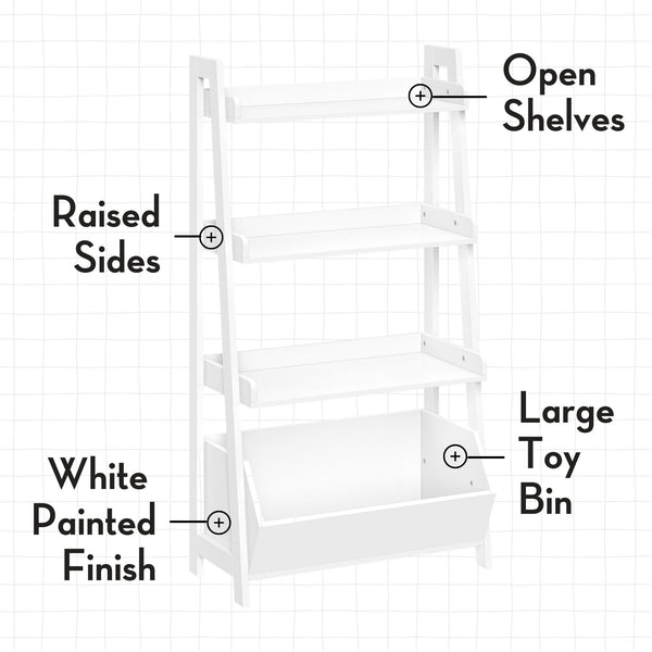 Kids 4-Tier 24in Ladder Shelf with Toy Organizer – RiverRidge® Home