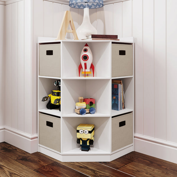 RiverRidge Kids 02-144 6-Cubby 3-Shelf Corner Cabinet, White