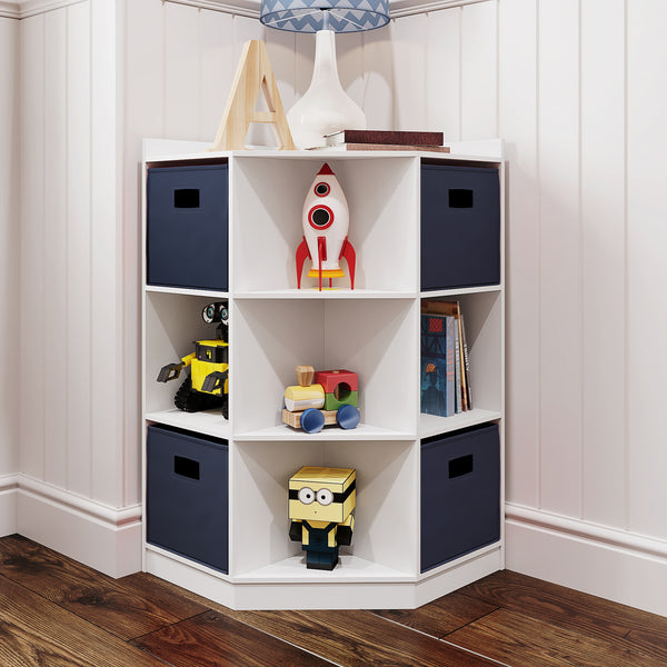 RiverRidge Kids 02-144 6-Cubby 3-Shelf Corner Cabinet, White