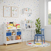 Kids Catch-All Wall Shelf with Bookrack and Hooks