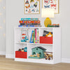 Kids Horizontal Bookcase with Cubbies - White