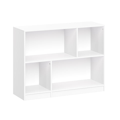 Kids Horizontal Bookcase with Cubbies - White