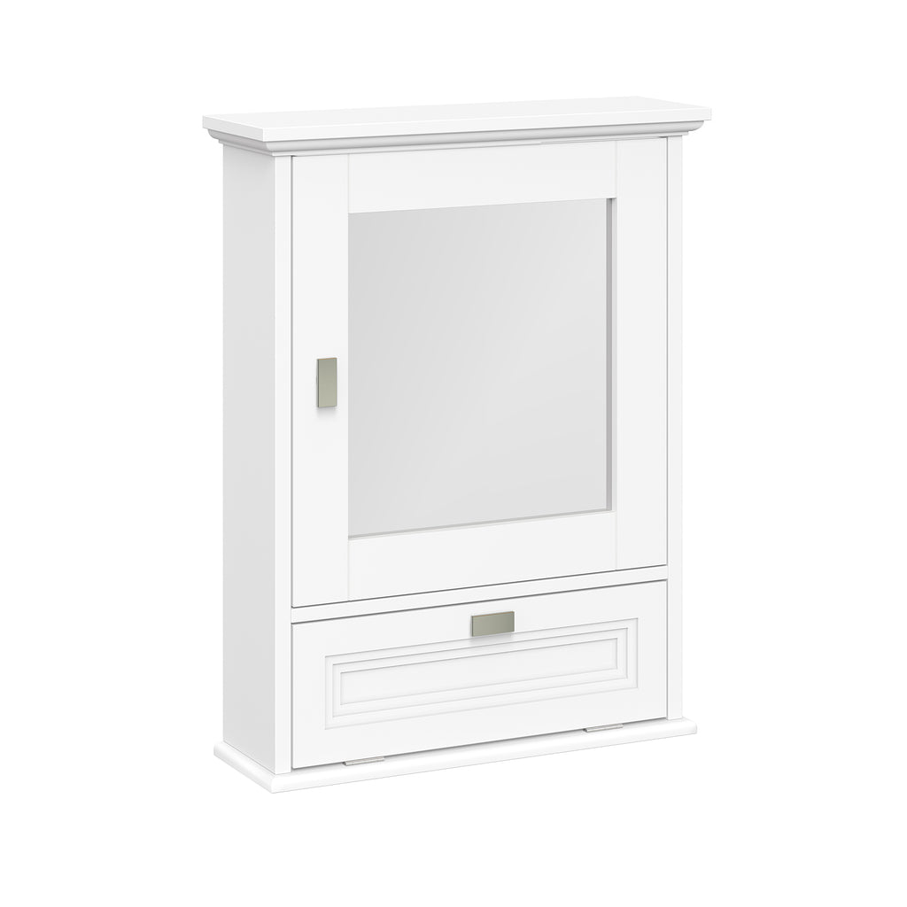 Geneva Wall Cabinet with Mirror and Layered Drop-Down Door