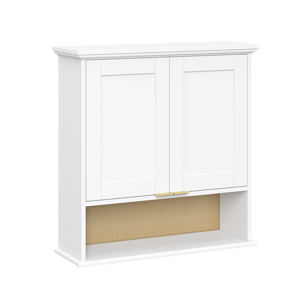 Shorewood Two-Door Wall Cabinet with Rattan Backboard