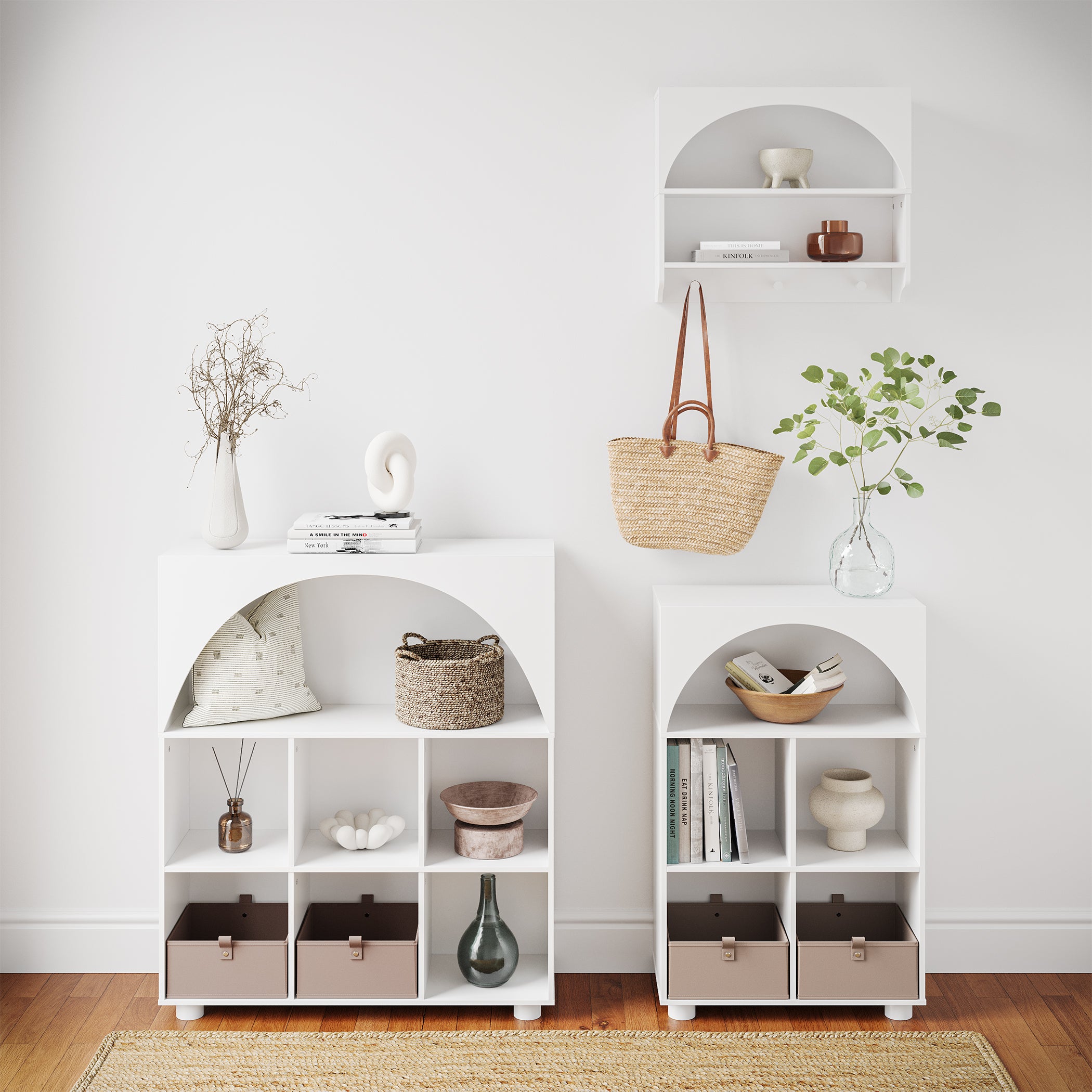 Arched 35in 6 Cubby Storage Cabinet