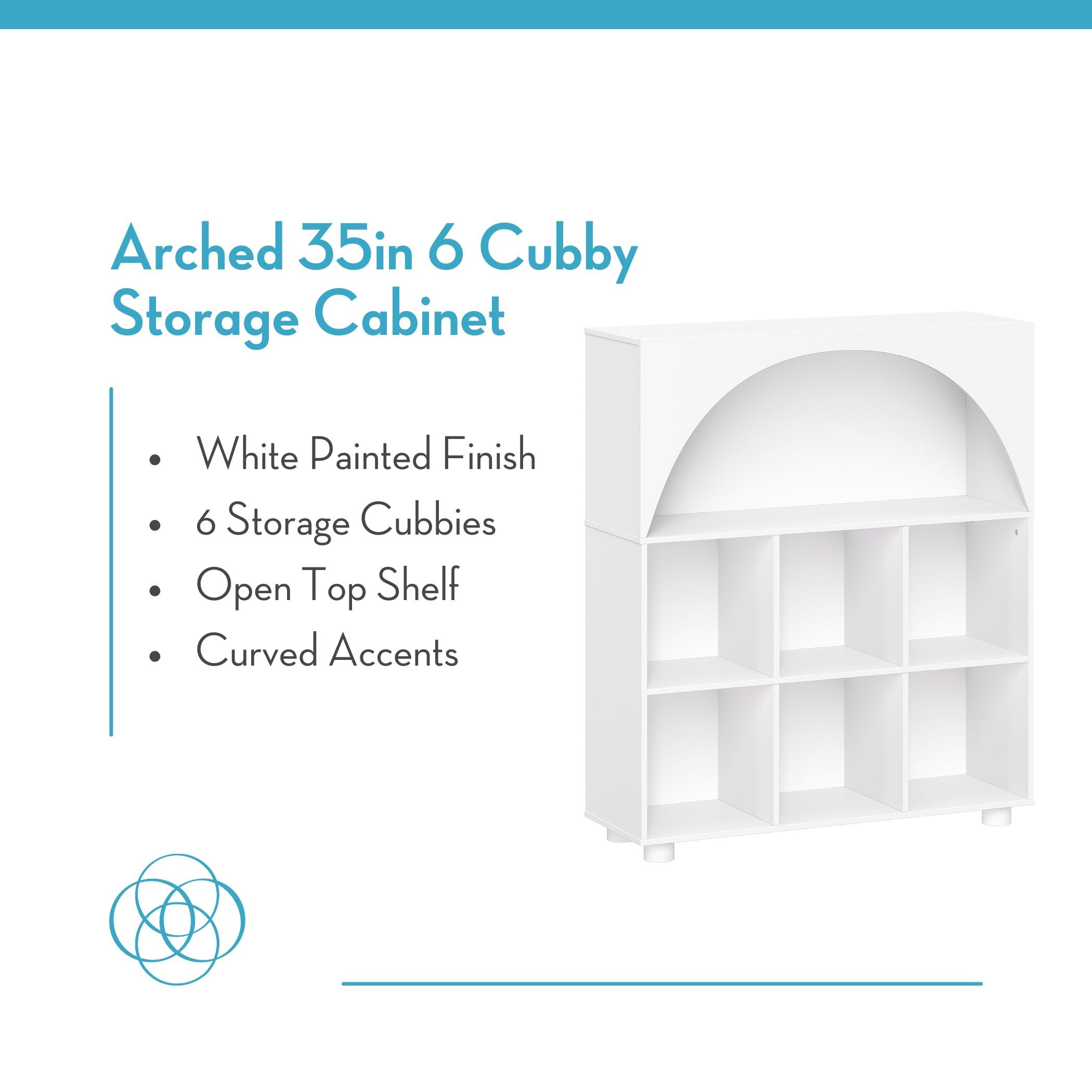Arched 35in 6 Cubby Storage Cabinet