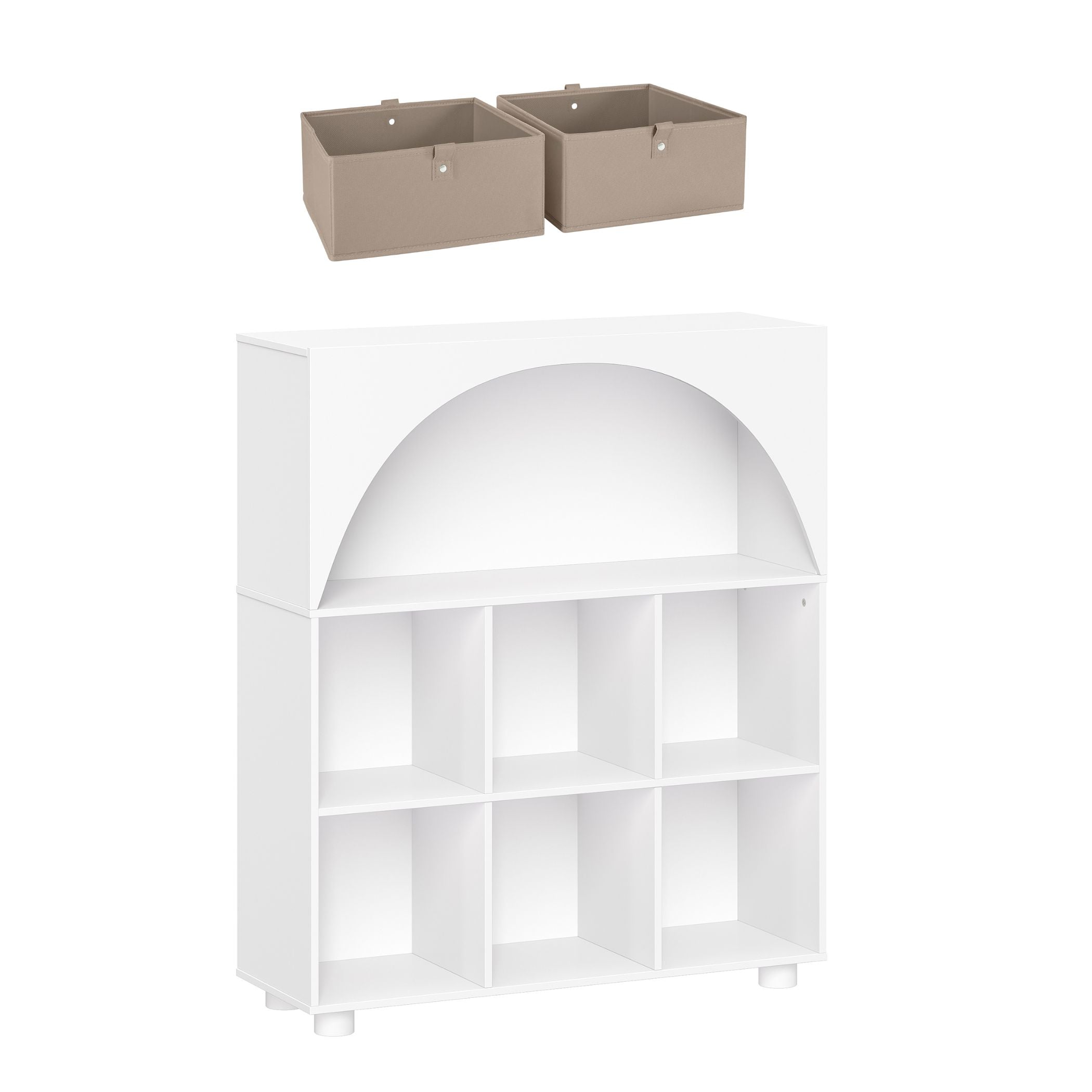 Arched 35in 6 Cubby Storage Cabinet