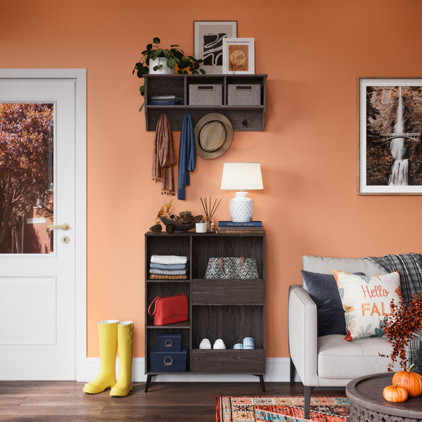 Woodbury Wall Shelf with Cubbies and Hooks RiverRidge® Home