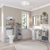 gray ladder shelves